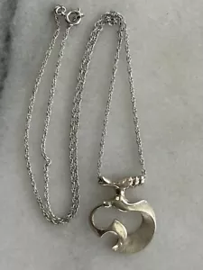 Collana Ciondolo Vintage Argento Sterling Modernista Brutalista Gioielli - Foto 1 di 2