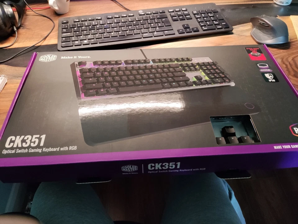 Cooler Master CK351 Hot Swappable Optical Red Switch Gaming Keyboard, Grey - Image 1 of 1