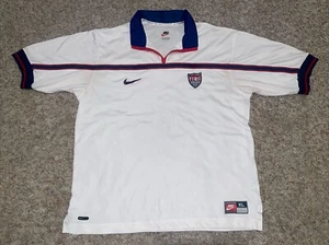 Vtg Rare 1998 Nike USA Home World Cup Soccer Jersey White Shirt Men's XL - Picture 1 of 13