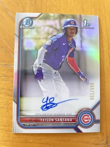 2022 Bowman Chrome Yeison Santana 1st Refractor Auto /499 CPA-YS Cubs Autograph
