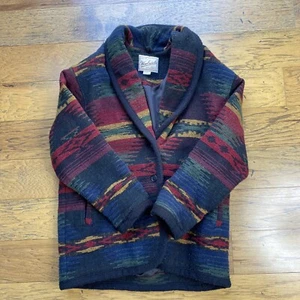 Vtg Woolrich Womens Wool Southwest Shawl Blanket Jacket Coat Sz Large USA - Picture 1 of 13
