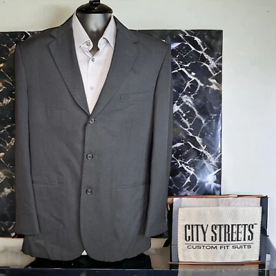 Chaqueta Blazer City Streets Para Hombre 42L Negra 3 Botones Mezcla de Lana Sin Ventilación Foto 1 de 4