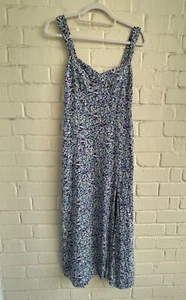 ZARA Multi Coloured Floral Print Midi Dress With Front Slit Size S - Picture 1 of 24
