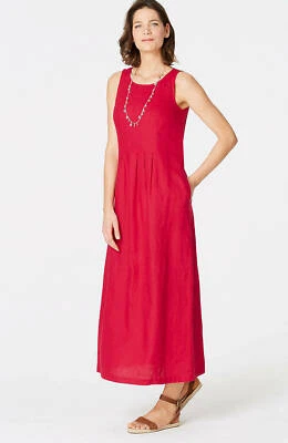 J. Jill - M - 全新 非常漂亮的 Sangria 亚麻褶饰长裙 - 全新带标签 (1O8) — 第 1/4 张图片