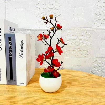 Flores Artificial Ciruela Bonsai Plantas en Macetas Mini Invierno Ciruela Rama Decoración del Hogar Foto 1 de 4