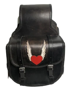 Vtg SaddleBag Handmade Leather Harley Indian Bullet Motorcycle Throw-Over ~USA~ - Picture 1 of 9