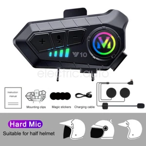 Motorcycle Intercom Bluetooth Headset Helmet Interphone Waterproof Microphone - Picture 1 of 20