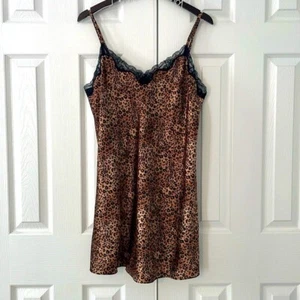 Morgan Taylor Intimates Slip Dress Vintage Lingerie Whimsygoth Retro Leopard Y2K - Picture 1 of 7