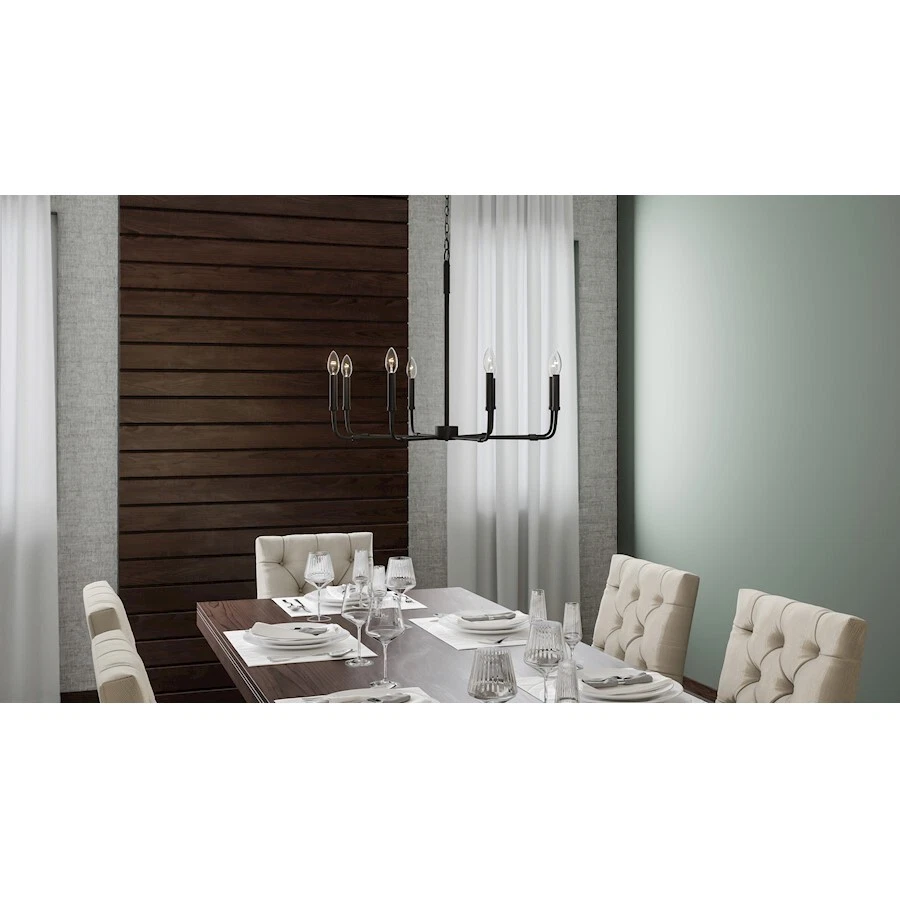 Lámpara de araña Quoizel Abner 8 luces, negro mate - ABR5028MBK Foto 1 de 1