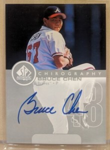 1999 SP Authentic CHIROGRAPHY #BC Bruce Chen Braves RARE ON CARD AUTOGRAPH AUTO