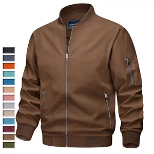 Men's Thin Bomber Jacket Spring Fall Full-Zip Lightweight Casual Sport Work Coat - Picture 1 of 109