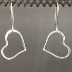 925 Sterling Silver Heart Hoop Hammered Hoops Dangle Heart Earrings Handmade