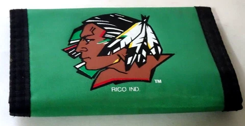 Used Rico  Ind. Vintage UND Fighting Sioux Nylon wallet Trifold w/Logo Cover