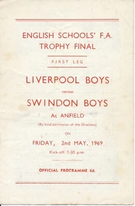 LIVERPOOL Boys v Swindon (Final del Trofeo Escolar @ Anfield) 1969 - Imagen 1 de 1