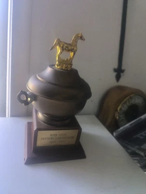Vintage Horse Trophy Heavy  Ohio 1950 Removable Plate - Image 1 of 4