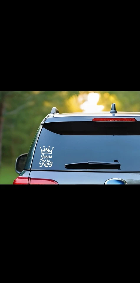 Jesús es Rey Cristiano Vinilo Calcomanía Pegatina Coche Camión Dios religioso SUV Furgoneta Casa rodante Foto 1 de 1