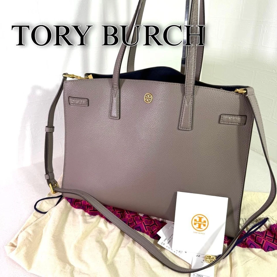 Bolso de Mano Tory Burch Walker Cuero Gris Para Mujer De Japón Foto 1 de 4