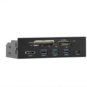 5.25" PC Computer Front Panel USB 3.0 Hub USB 3.1 Type-C eSATA Port Card Reader - Afbeelding 1 van 4