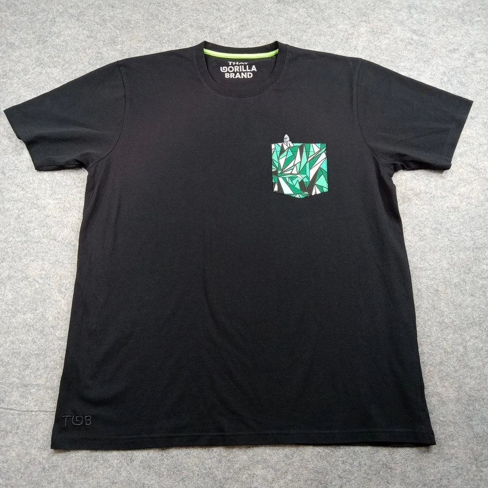 Camisa para Hombres Marca The Gorilla 2XL Negra Algodón Orgánico Bolsillo Cuello Redondo Gráfico Foto 1 de 4