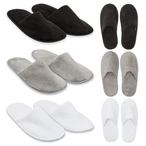 12 Pairs Grey, White, Black Disposable Slippers for Guests Non-Slip Closed Toe - Picture 1 of 8
