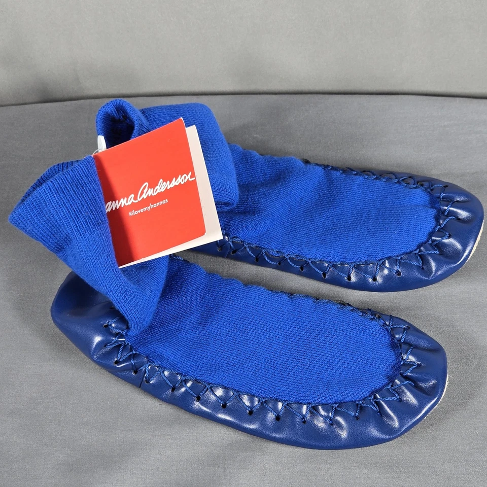 Zapatillas de mocasín Hanna Andersson 1 año-3 años azul antideslizante suela de cuero nuevas con etiquetas niños Foto 1 de 4