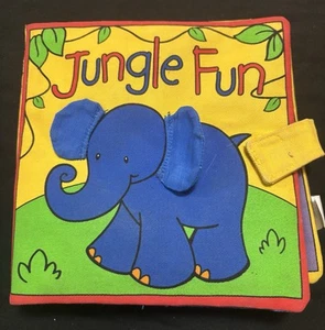 Jungle Fun Baby Gund Cloth Book Elephant Lion Hippo Monkey Giraffe Tiger Gator - Picture 1 of 5