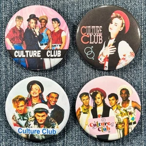 CULTURE CLUB Boy George 80s Music 2.25" Pinback Buttons New Wave Dance, 4 Pins - Picture 1 of 6
