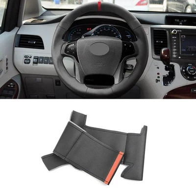 Hand Sew Red Stitch Leather Steering Wheel Trim Cover For Toyota RAV4 2006-2012 - image 1 of 4