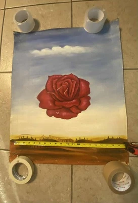Réplica pintada a mano de la "Rosa meditativa" de Salvador Dalí. Tamaño mediano 19”x23”. Foto 1 de 4