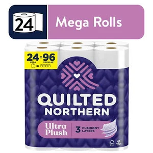 Quilted Northern Ultra Plush 3-Ply Toilet Paper, 24 Mega Rolls - Picture 1 of 9
