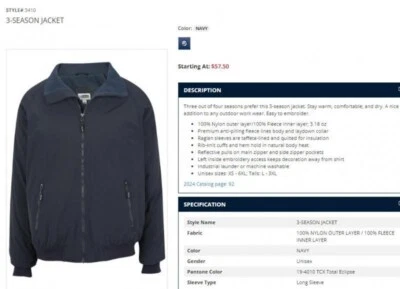 Chaqueta Edwards Estilo #3410 Azul Marino Unisex 3 Temporadas Talla: 3XLT Foto 1 de 3