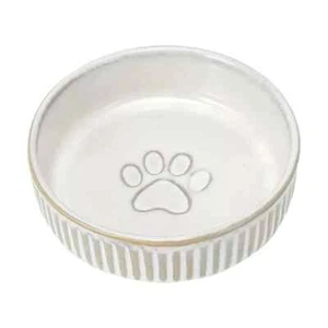 NEW Cat Bowl Ceramic Easy to Clean Ceramic Ribbed and Paw Design Dishwasher Safe - Picture 1 of 5