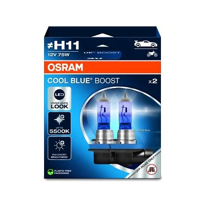 2x OSRAM Cool Blue Boost H11 Car Headlight Bulbs 75w 5000K [62211CBB-2HB] - Image 1 of 2