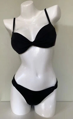 Victoria's Secret Twist Push Up Bikini Top e Inferior Conjunto de Natación Negro 34B Foto 1 de 4