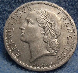 Coin, France, Lavrillier, 5 Francs, 1947, MS, Aluminum, KM:888b. - Picture 1 of 2