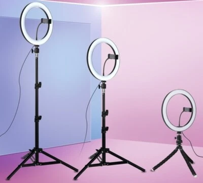 LED Ring Light Dimmable Lighting Kit Phone Selfie Tripod Makeup Youtube Live - Image 1 of 4