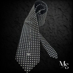 GIANNI VERSACE Black Geometric Baroque Medusa Italy Silk Tie W: 3.75" EX COND - Picture 1 of 6