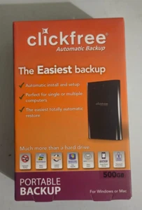 Clickfree Automatic Backup 500GB External Hard Drive Portable Backup - Afbeelding 1 van 6