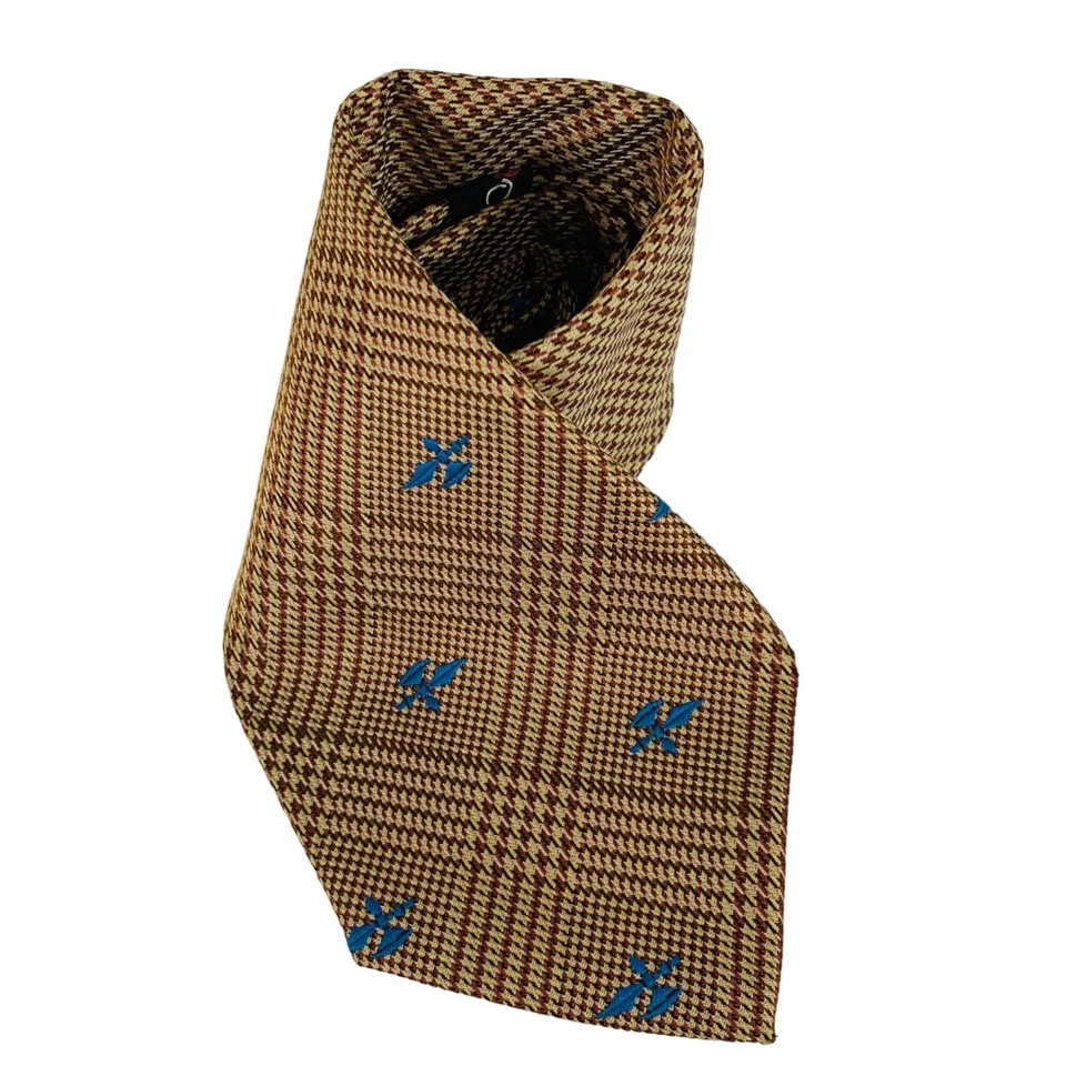 Corbata retro a cuadros pie de ganso vintage años 70 Oscar de la Renta para después de seis Foto 1 de 4