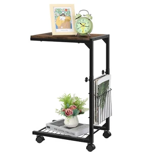 C Shaped Side Table w/Wheels End Table for Small Space C Table Adjustable Height - Picture 1 of 7