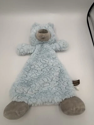 Demdaco Blue Teddy Bear Lovey Security Blanket Baby Boy Toy Rattle Plush - Image 1 of 4