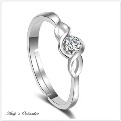 Damenring Herz mit Zirkonia Ring größenverstellbar Damen Silber 925 Geschenk - Bild 1 von 2