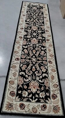 BLACK / IVORY 2'-6" X 10' Back Stain Rug, Reduced Price 1172754178 EZC101B-210 - Image 1 of 4
