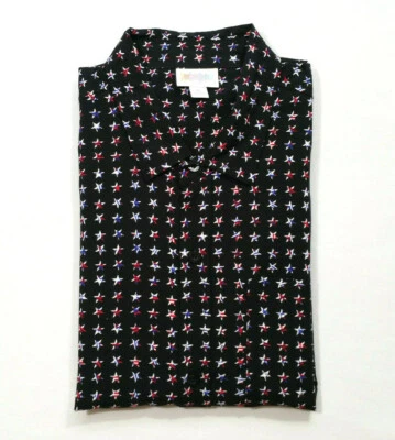LuLaRoe Men Medium Michael Button Shirt Black Red White Blue Stars 4th of July - Image 1 of 4