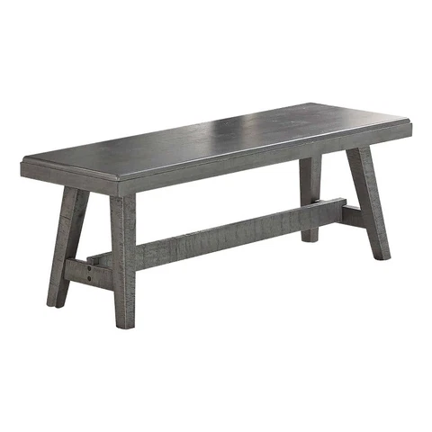 Benzara Alix 18" Wood Dining Bench with Tapered Legs in Distressed Gray Cover