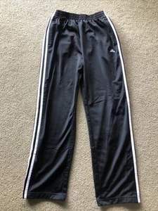 Adidas M Black Breakaway Silky Soft Track Pants Snap Button Vintage 2000s 3 Stri - Picture 1 of 10