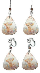 Lindos pendientes colgantes de guitarra Highland Cow perforados o con clip (GP052) - Imagen 1 de 3
