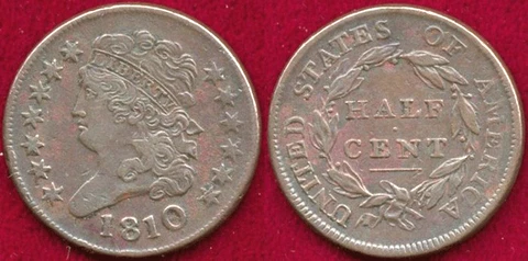 1810 classic type superior strike HALF CENT ++ Cover