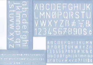 WEDO Schriftschablonen 4er Set Schrifthöhen 5 mm 10 mm 2x20 mm groß-klein, Stift - Bild 1 von 3
