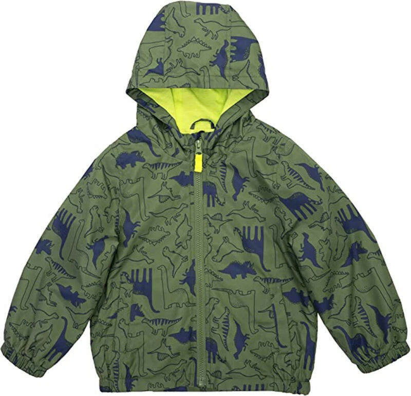 Carter's Boys Olive Dino Windbreaker Jacket Size 4 5/6 7 - Image 1 of 1